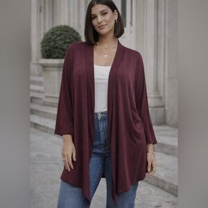 Torrid Deep Burgundy Women's Cardigan 5XL Wrap Drape open front extra soft EUC